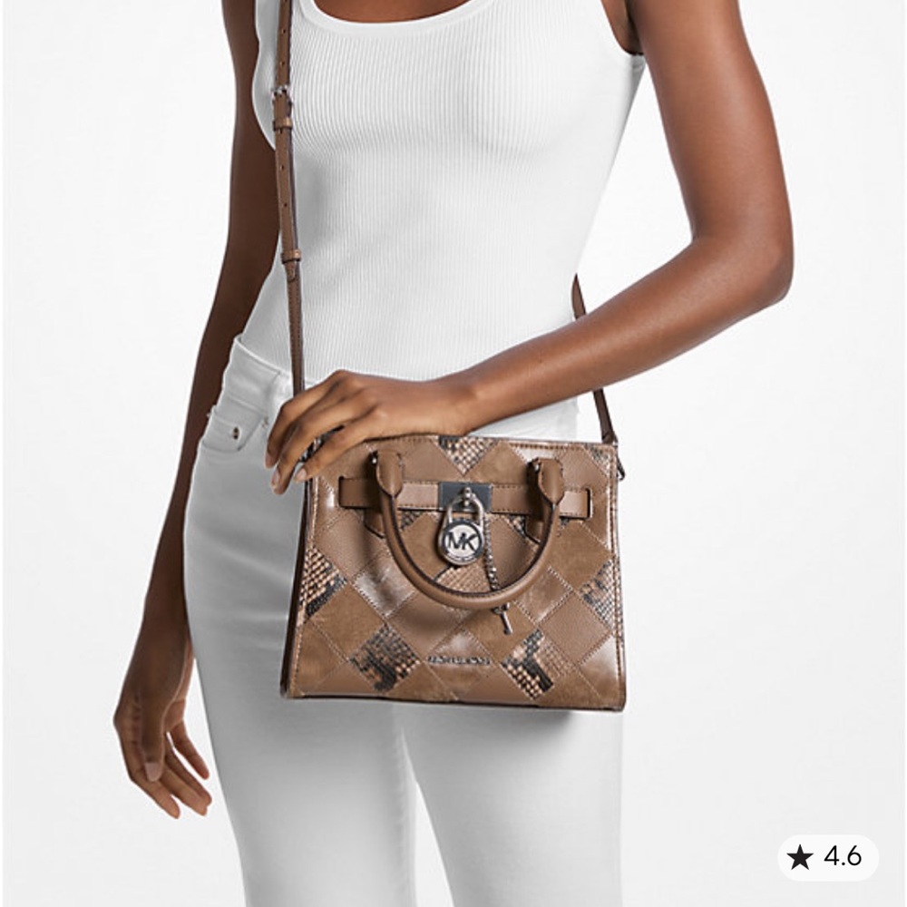 Michael Kors Hamilton Brown Patchwork Satchel Nwt - image 3